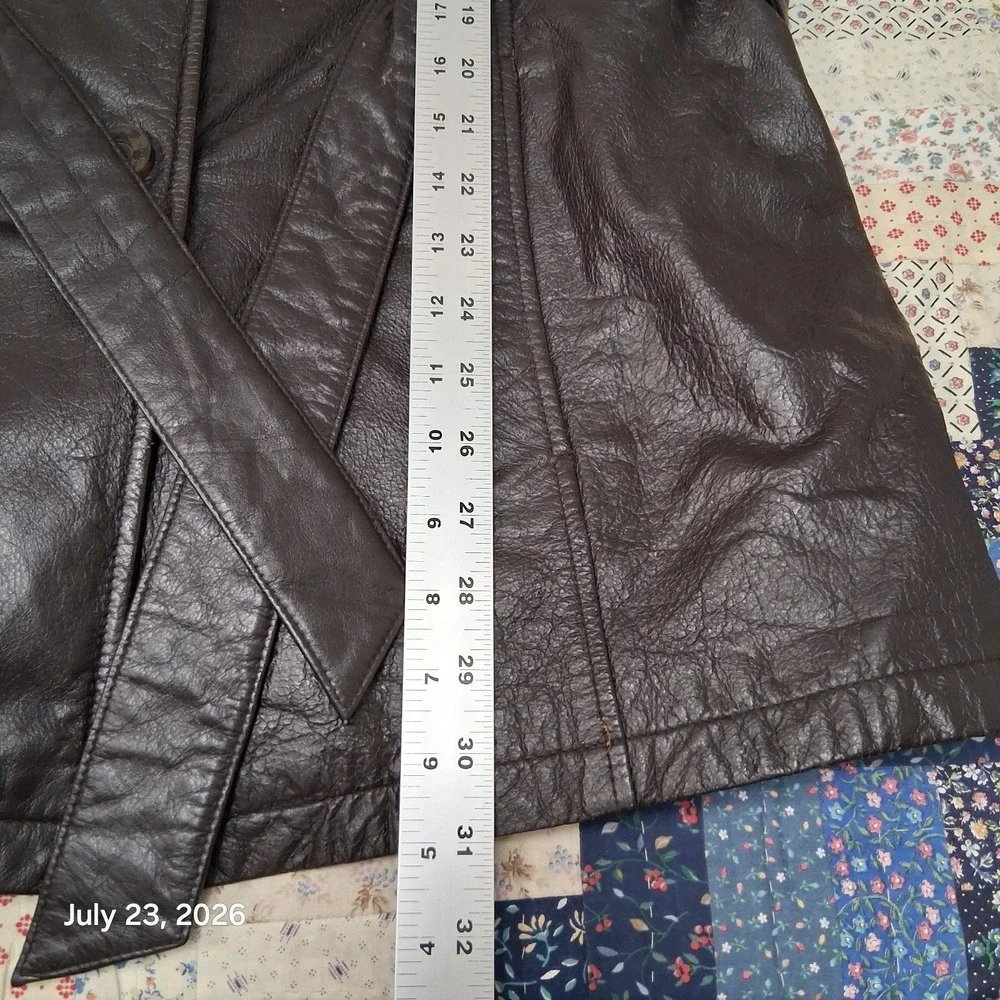 Vintage Wilsons Leather Trench Coat Womens Large Dark Brown Belted Thinsulate